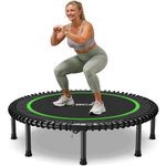 BCAN 48" Foldable Mini Trampoline, Silent Bungee Cord, Stable & Quiet Exercise Rebounder for Kids Adults Indoor/Garden Workout Max 550LBS - Green