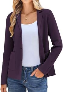 KANCY KOLE Women Work Business Fall Jackets 2025, Long Sleeve Lightweight Trendy Cardigan, Button up Casual Blazer 2XL Purple