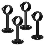 Ceiling Curtain Pole Brackets, 32mm Black Curtain Rod Holder Rail Brackets 4 Pack Heavy Duty Metal Curtain Pole Hangers Stainless Steel Closet Wardrobe Rod Bracket Supports with Screws