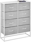 mDesign Wide Modern 8-Drawer Dresser Storage Unit, Sturdy Steel Frame, Wood Top, Easy-Pull Wood Handles/Fabric Bins, Organizer for Bedroom, Hallway, Entryway, Closet, Margo Collection, Gray