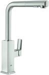 GROHE Tallinn | Kitchen tap Single-Lever Sink Mixer 3/8" | high L-spout with Pull-Out Comfort Shower Head and 2 Spray Options | 360° Swivel Range | Stainless Steel | 30420DC0