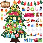 UNTIL YOU Felt Christmas Tree,DIY Felt Christmas Tree for Toddlers with 34pcs Xmas Ornament, 3.35ft DIY Felt Christmas Tree Set for Kids, Handmade New Year Christmas Door Wall Hanging Decorations