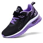 MEHOTO Kids Boys Girls Shoes Running Sneakers Air Tennis Walking Jogging Athletic Sport Lightweight Breathable Sneakers BlackPurple Big Kids Size 4