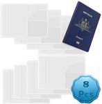 8 Pcs Clear Passport Cover, Transparent Plastic Passport Protector, Waterproof Clear Passport Holder Travel Document Holder Organizer Protector ID Credit Card Travel Protector