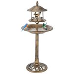 45-Inch Bird Bath, Outdoor Birdbath Bird Feeder with Gazebo for Patio, Yard, Deck, Fountain, Garden Decor - Yardlab