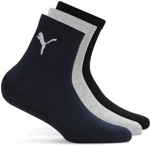 Puma Unisex-Adult Cotton Quarter Regular Socks 3P, Black-Medium Gray Heather-Navy, 39/42 (68666201)