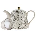 Upper Street Ceramic 4 Cup Teapot 1L with Removable Stainless Steel Infuser for Loose Tea & Coffee Heat Resistant & Dishwasher Safe, Perfect Tea Gift Set