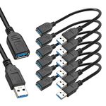 SaiTech IT 6 Pack 15cm Short USB 3.0 Male A to Female A Extension Cable 5GBps for Laptop/PC/Mac/Printers- Black