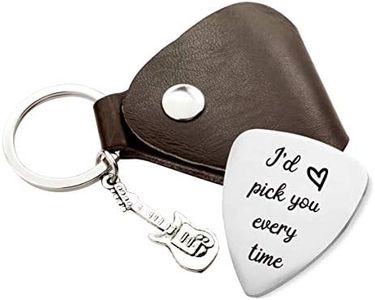 Warehouse No.9 I'd Pick You Every Time Guitar Pick, Stainless Steel Guitar Picks Jewelry Gift for Men Boyfriend Husband Musician Guitar Player Birthday Christmas Gifts