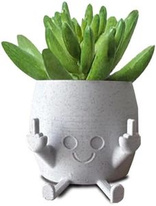 SIXPKIN Funny Flower Pot,Smiling Plant Pot, Flower Pots for Succulents,Funny Resin Figure Planter Pot for Indoor Outdoor