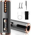 Automatic Hair Iron, Cordless Hair Curler PTC Ceramic Hair Curling Negative Ion Portable 5000mAh Rechargeable USB Anti-Tangle 6 Temperature & Timer 10min Auto Off Curling Wand for Home/Travel Use