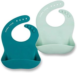 Simka Rose Silicone Bibs for Babies - Toddlers High Chair Dining Table and Restaurants - Silicone Baby Bibs with food catcher Adjustable Soft Catch all Bib with Pouch Baby Led Weaning for Boys & Girls