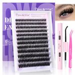 Fluffy Lash Extension Kit Lash Clusters 80D Curl DIY Eyelash Extension Kit 10-20mm Individual Lashes Mink with Lash Bond and Seal and Lash Tweezers for Self Application at Home (MINK-80D-10-20MIX KIT)