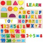 Wooden Puzzles for Toddlers, ANPEAC Alphabets Numbers Shapes for Toddlers, Kids Learning Puzzles, ABC Letters Jigsaw Chunky Puzzles for Kids, Montessori Learning Toys Age 3 4 5