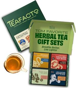 Tea Facto Herbal Tea Sampler Set Clean Circuit Collection with Chrysanthemum, Mullein, Dandelion Root & Glow Snow Pear - Fancy Tea Sampler Gift Set Box - Natural Fiber, Zero Added Sugar - 38 Count