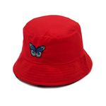 REFFER Adult's Cotton Bucket Hat (Pack Of 1) (P-Hat_Red Cute Butterfly_Free Size)