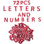 Harsgs 72 PCS Iron on Letters Numbers Patches, Embroidered Patches letters A-Z Numbers 0-9 Applique for Clothes, Dress, Hat, Jeans, DIY Accessories, Red