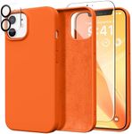 GONEZ Magnetic Silicone for iPhone 12 Case and iPhone 12 Pro Case, [Compatible with MagSafe][2X Camera Protectors + 2X Screen Protectors], Microfiber Lining Shockproof Phone Cover 6.1", Neon Orange