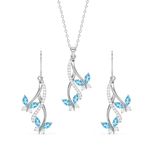 Clara 925 Sterling Silver Butterfly Pendant Earring Chain Jewellery Set | Rhodium Plated, Swiss Zirconia | Gift for Women & Girls