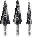 Lytool 3-Piece M35 Cobalt Step Drill Bits Set, 1/8"-7/8", 1/4" Hex Shank Four Spiral Flute Unibit for Metal, Stainless Steel, Aluminum, Wood, Plastic, for DIYers, Electricians, Fabricators