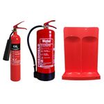 2KG Co2, 6LTR Water Fire Extinguisher & Double Red Fire Extinguisher Stand