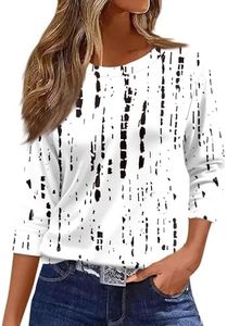 Womens Tops; 3/4 Sleeve Casual Plus Size Blouse Women Going Out Summer Comfy Polyester Tees Lady Light Dot Multi 3XL