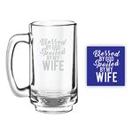 TheYaYaCafe Yaya Cafe Valentine Gifts for Husband, Blessed by God Spoiled by My Wife Engraved Beer Mug - Playboy Beer 357ml