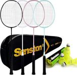 Senston Badminton Rackets 4 Pack, Badminton Set Including 1 Badminton Bag/4 Rackets/4 Nylon Badminton