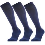 GRAPMKTG 3 Pack Softball Soccer Socks Baseball Football Socks for Youth Men and Women, Navy Blue, Large