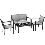 Rankok 4 Pieces Patio Furniture Set Modern Patio Conversation Sets Textilene Outdoor Furniture Patio Chairs Set of 4 with Loveseat Coffee Table for Porch Lawn Pool and Balcony (Grey)