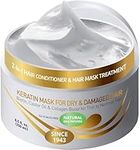 Vitamins Hair Mask Conditioner Keratin Treatment - Biotin Castor and Coconut Oil Deep Conditioning for Thin Fine Hair - Anti Frizz Moisturiser for Curly Straight Dry Damaged and Frizzy Hair