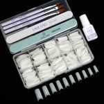 Saviland Acrylic Nail Tips Set, 250Pcs Half Cover French False Nail Tips for Acrylic Nails 10 Sizes Natural Fake Nails Extension Kit with Acrylic Nail Brush 8/10/14 Fast-Dry Nail Glue Acrylic Nail Kit