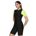 Boldfit Swimming Costume for Women One Piece Swim Bodysuit for Women Short Length Swimwear for Women, Ladies Swimming Suit for Women Women Swimming Costume Dress, Swimsuits for Women BlackGreen S