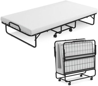 Multigot Folding Bed with 10cm Thick Memory Foam Mattress and Wheels, Portable Metal Frame Single Guest Mobile Sleeper Bed for Home Office Camping