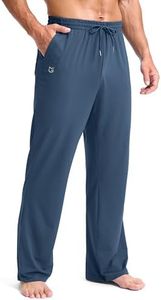 G Gradual Men's Yoga Sweatpants Soft Lounge Casual Pants Open Bottom Stretchy Athletic Sweat Pants with Pockets (Slate Blue,Small)