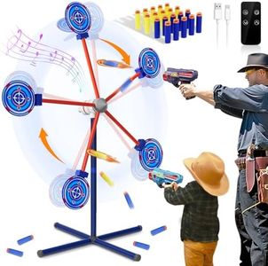 Rocket Shooting Games Toys with Rotating Target 2 Toy Guns 20 Foam Darts Kids Outdoor Toys for Boys Age 5 6 7 8 9 10+ Year Old Carnival Games Compatible with Nerf Guns