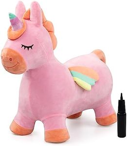 EVERICH TOY Unicorn Bouncy Horses ,Unicorn Ride on Toys, Bouncing Animal Hopper for Toddler Girls, Inflatable Horse Bouncer, Indoor & Outdoor Jumping Toys for Baby Girl 18M 1 2 3 4 Birthday Gifts