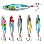 Sougayilang Jigs Fishing Lures Sinking Metal Spoons Micro Jigging Bait with Treble Hook for Saltwater Freshwater Fishing …