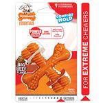 Nylabone Power Chew X-Shaped Tough Dog Bone Chew Toy Beef Flavour, Small, for Dogs up to 11kg