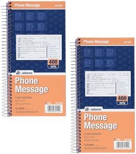 Adams Phone Message Book, 5.25 x 11 Inch, Spiral Bound, 2-Part, Carbonless, 4 Messages per Page, 400 Sets, 2-Pack, White and Canary (S1154-2D)