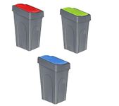 FINE STAR Plastic 50L Litre Kitchen Home Recycle Recycling Bin Office Rubbish Trash Waste Dustbin With Lid (Red,Green,Blue)