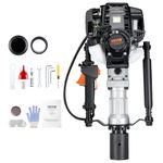 VEVOR 37.77cc Gas-Powered T Post Driver, 4-Stroke Engine Gasoline Fence Piling Pounder, with 2 Post Driving Head(55/70 mm), 1000W Portable Piledriver for Farm, Ranch Fencing, Road Improvements