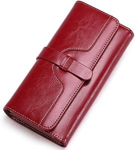 SENDEFN Portefeuille Femme Grand Format, Porte Monnaie avec Blocage RFID, Porte-Cartes Femme Cuir Grande Capacité et des Compartiments Zippés