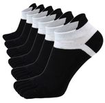 Men Cotton Low Cut No Show Toe Socks 5 Finger Athletic Mesh Wicking 6 Pack