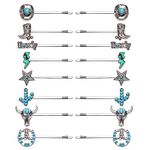 16Pcs Western Turquoise Hair Pins Southwestern Country Cowgirl Bobby Pins Cowboy Hat Boot Cactus Star Lightning Hair Clips Barrettes Boho Women Girl Decorative Bobby Pin Hair Accessories (16 pcs