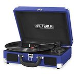 Victrola Vintage 3-Speed Bluetooth Suitcase Turntable with Speakers, Cobalt Blue