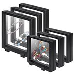 Set of 6 3D Floating Frame Display Holder Stands, EsLuker.ly Floating Display Case Transparent PE Jewelry Storage Box Suspension Frame for Challenge Coin AA Medallions Medal (4.3x4.3in, 6.3X 6.3in)…