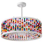 Liokoc Ceiling Fans with Lights and Remote for Bedroom, Color Painting Beads for Girls Bedroom, White