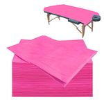 Qrenia 100PCS Massage Table Sheets, Disposable Spa Bed Sheets Nonwoven Fabric Waterproof Massage Bed Cover for Esthetician, Tattoo, Waxing, Lash Bed, Salon Table, 71" x 31.5" (Pink)