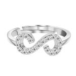 CLARA 925 Sterling Silver Infinity Ring with Adjustable Band | Rhodium Plated, Swiss Zirconia | Gift for Women & Girls